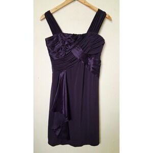 Vintage Monsoon One Shoulder Silk Blend Mini Dress Sz 6 Pleated Ruffle Cocktail